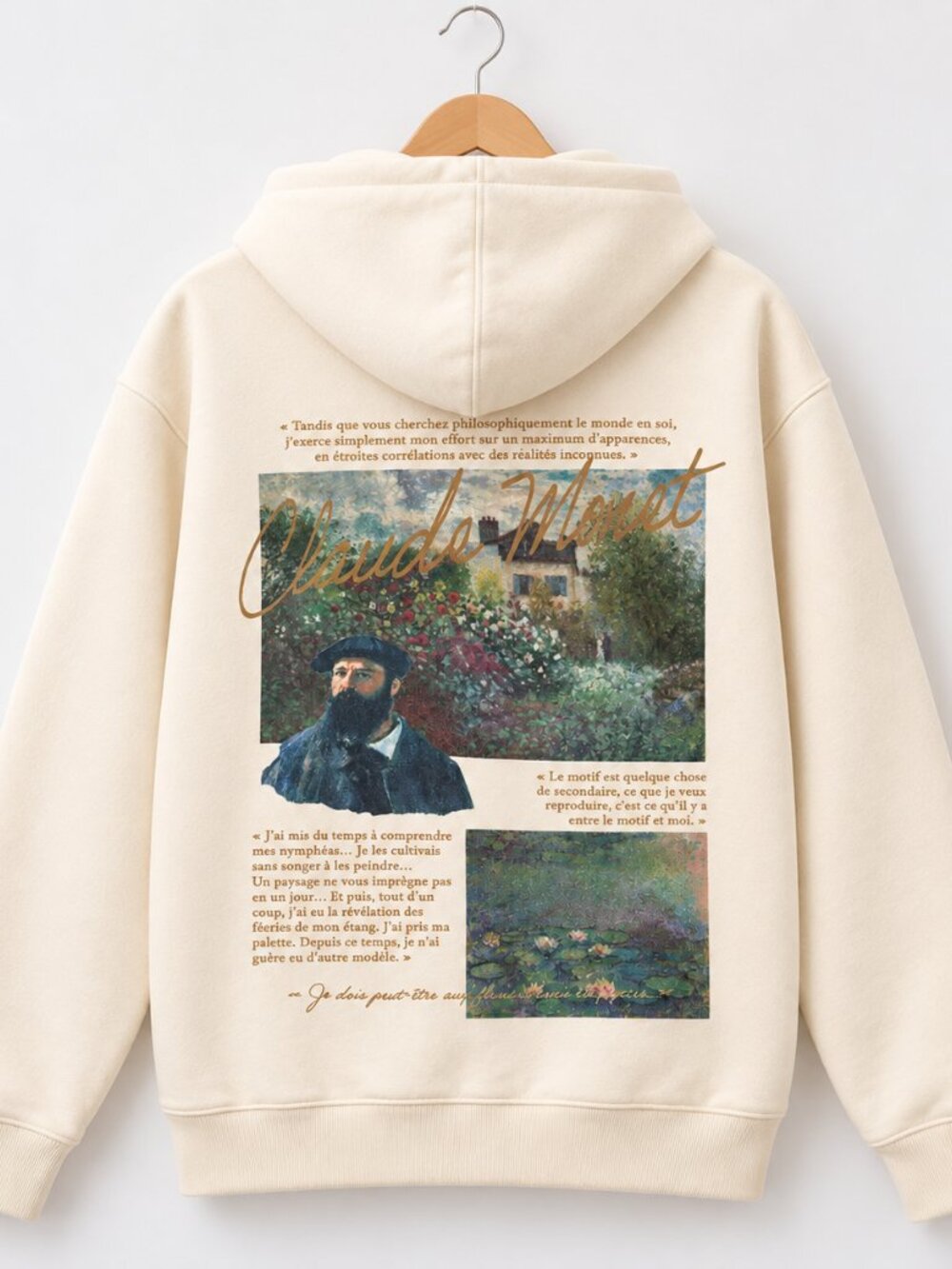 Le 31 "A Tribute to Claude Monet Hoodie" Men’s XL Ivory Cream NWOT